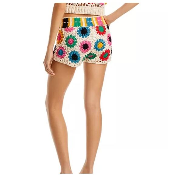 Farm Rio Multi Circles Crochet Shorts - Handmade Booty Short sz Large - Picture 11 of 11